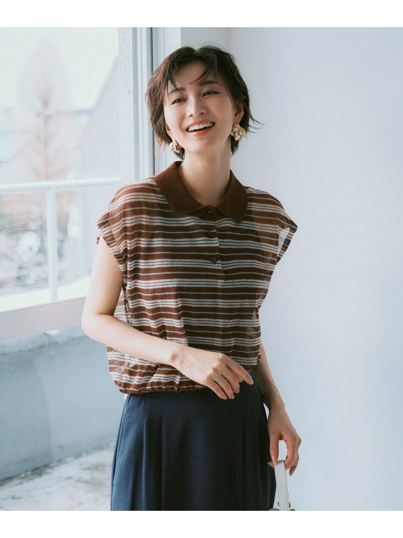 【SALE／50%OFF】シアーボーダーポロトップス VIS ビス トップス ポロシャツ ブルー【RBA_E】[Rakuten Fashion] vis-jun-10017609 VIS/ビス サンプル画像3