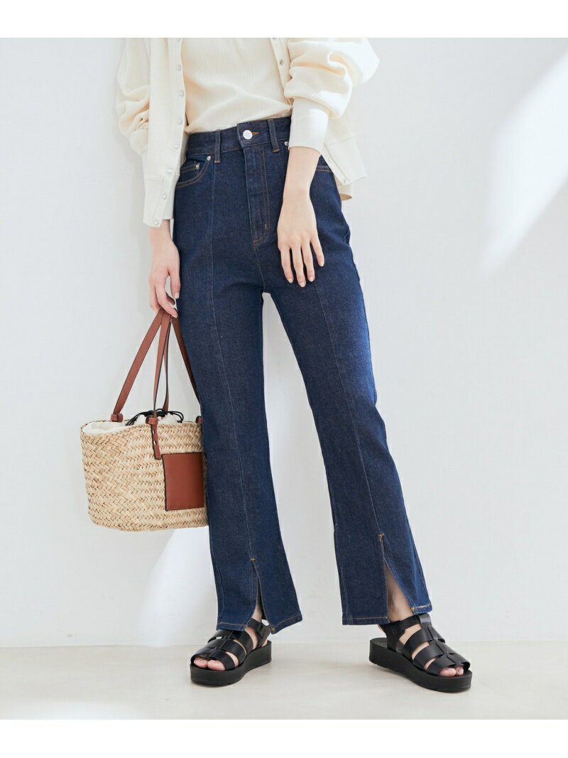 【SALE／30%OFF】【ORGABITS(R)】裾スリットフレアデニムパンツ【sustainable】 VIS ビス パンツ ジーンズ・デニムパンツ ネイビー ブルー【RBA_E】[Rakuten Fashion]のサムネイル