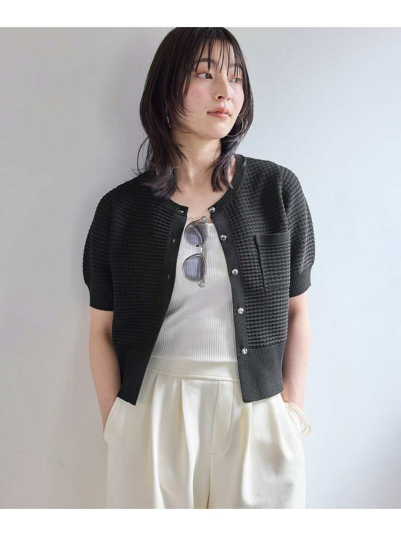 【SALE／40%OFF】クルーネックコンパクトカーディガン/イージーケア VIS ビス トップス カーディガン ホワイト ブラック【RBA_E】[Rakuten Fashion] vis-jun-10017492 VIS/ビス サンプル画像2