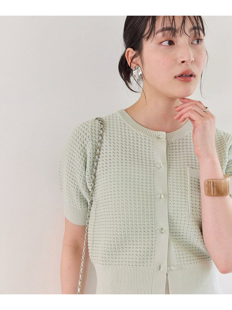 【SALE／40%OFF】クルーネックコンパクトカーディガン/イージーケア VIS ビス トップス カーディガン ホワイト ブラック【RBA_E】[Rakuten Fashion] vis-jun-10017492 VIS/ビス サンプル画像3