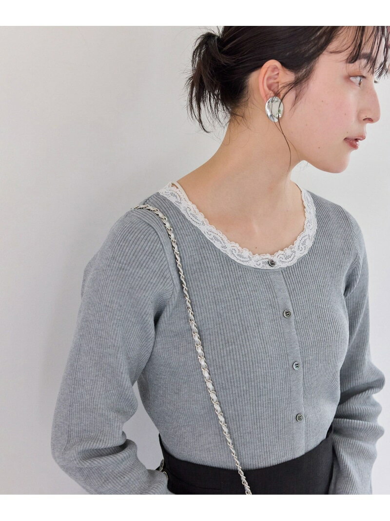 樂天商城 - レーストリムニット VIS ビス トップス ニット ホワイト ブラック【送料無料】[Rakuten Fashion]