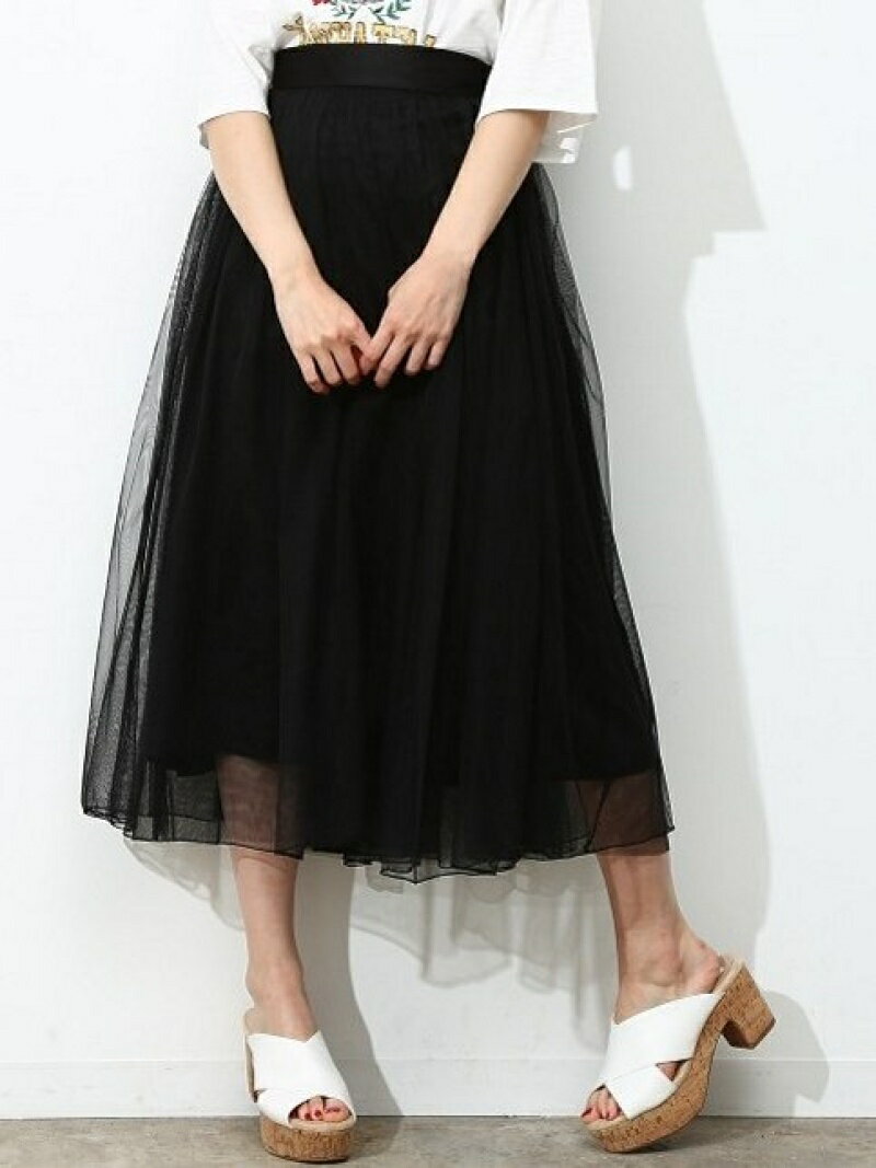 【SALE／70%OFF】チュールギャザーロングスカート VIS ビス スカート その他のスカート ホワイト ブラック グレー【RBA_E】[Rakuten Fashion]