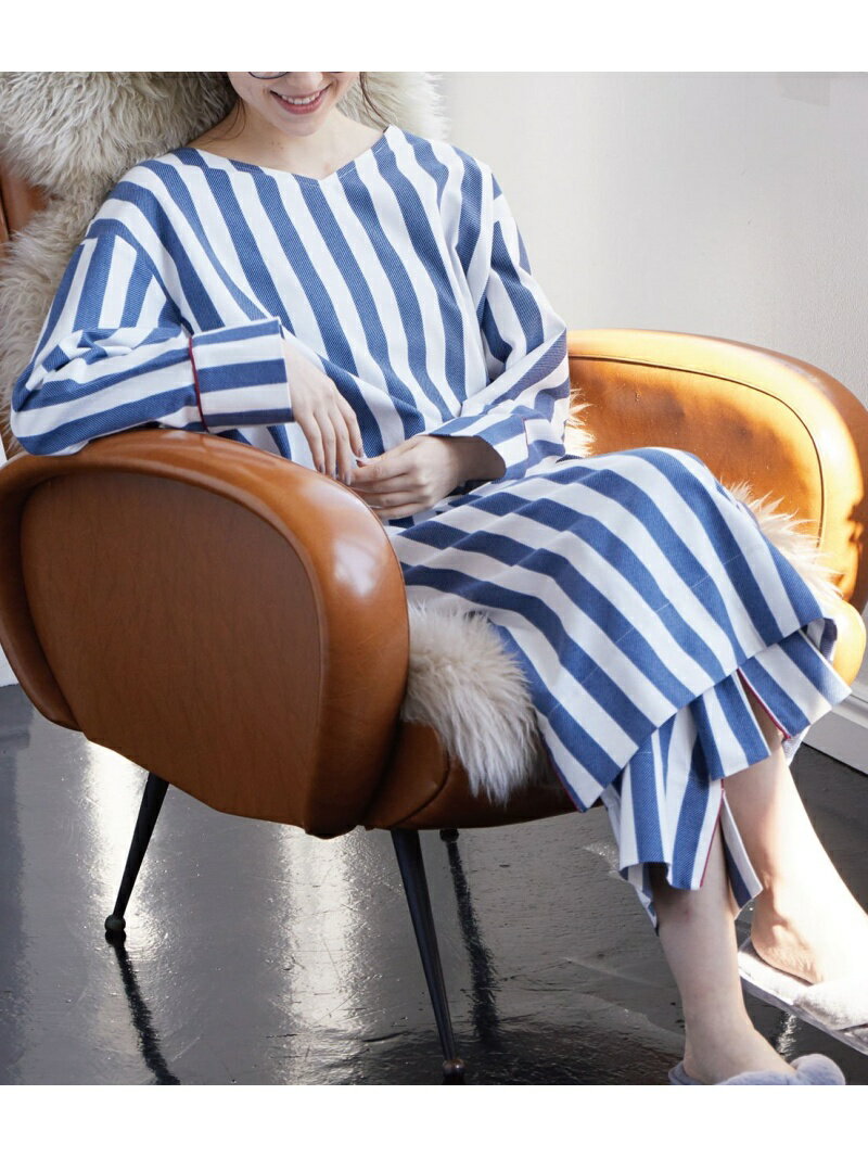 【SALE／30%OFF】【ViSage】【セットアップ対応】モイスト加工ストライプパジャマワンピース VIS ビス インナー・ルームウェア その他のインナー・ルームウェア ブルー ブラウン【RBA_E】[Rakuten Fashion]のサムネイル