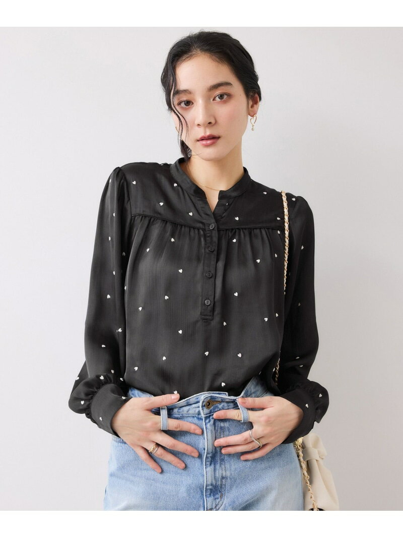 樂天商城 - ハートモチーフ刺繍ブラウス/イージーケア VIS ビス トップス シャツ・ブラウス ブラック ホワイト【送料無料】[Rakuten Fashion]