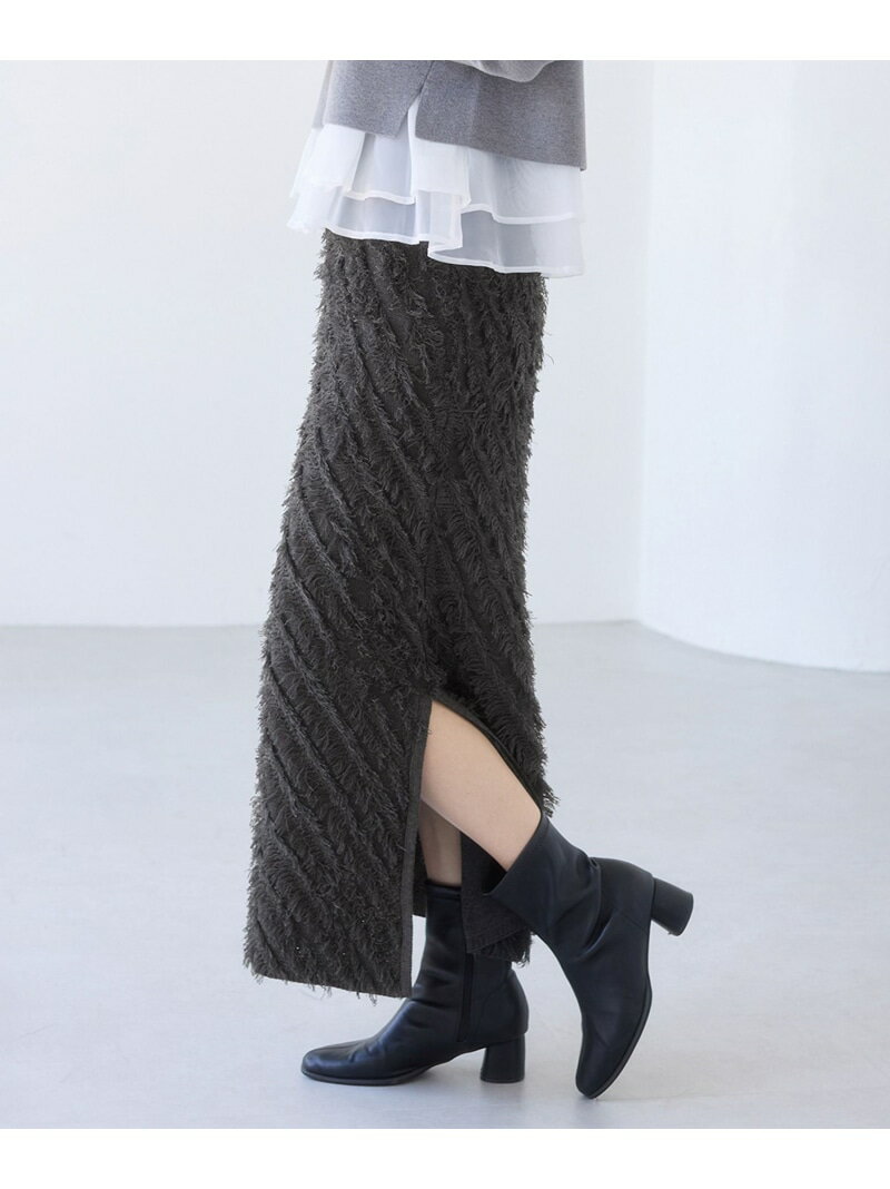 【SALE／50%OFF】フリンジニットナロースカート VIS ビス スカート その他のスカート ベージュ グレー【RBA_E】[Rakuten Fashion]