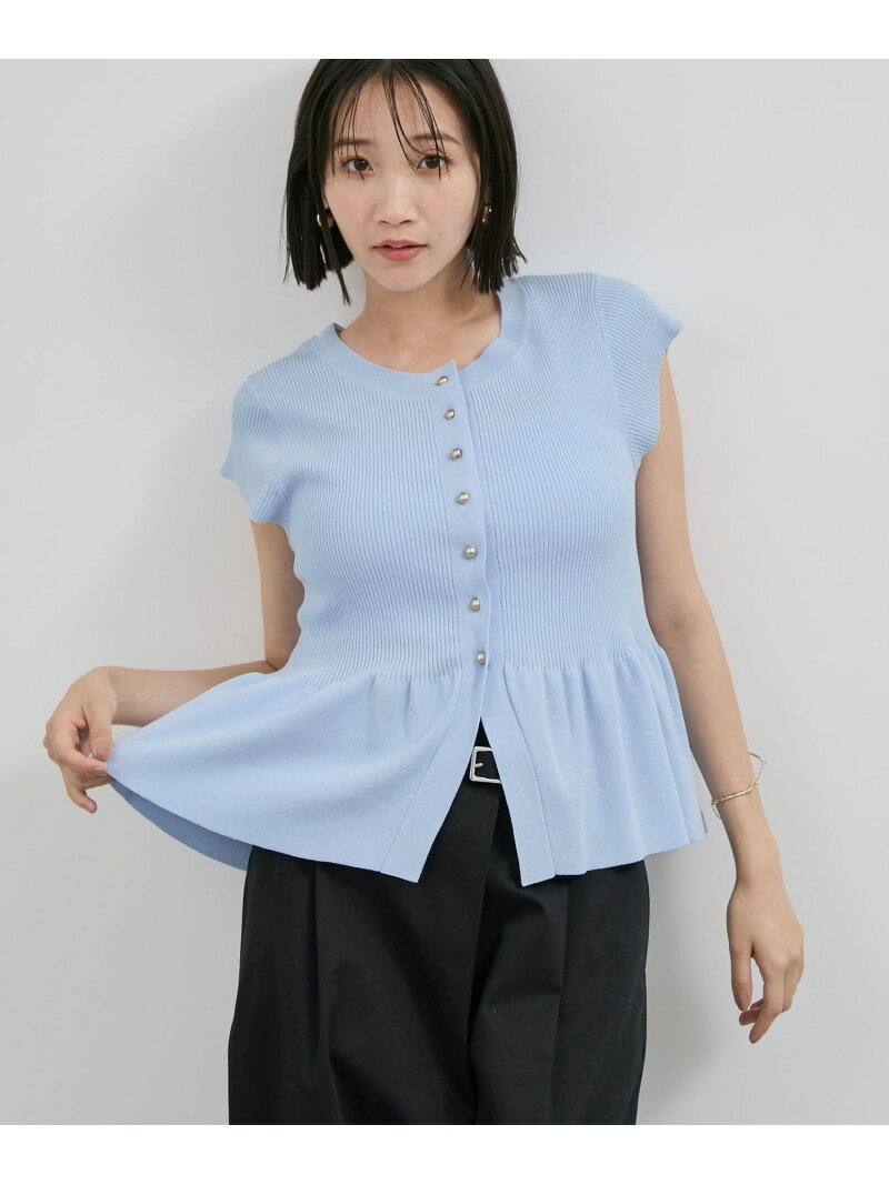 【アンチピリング/洗える】美SMARTショートスリーブペプラムニット VIS ビス トップス ニット ブルー ブラック ホワイト【送料無料】[Rakuten Fashion]のサムネイル