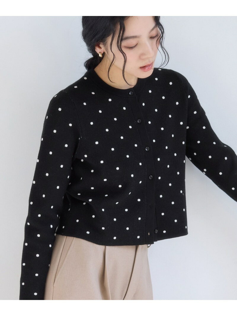 ドットジャガードカーディガン VIS ビス トップス カーディガン ベージュ ブラック グレー【送料無料】[Rakuten Fashion]のサムネイル