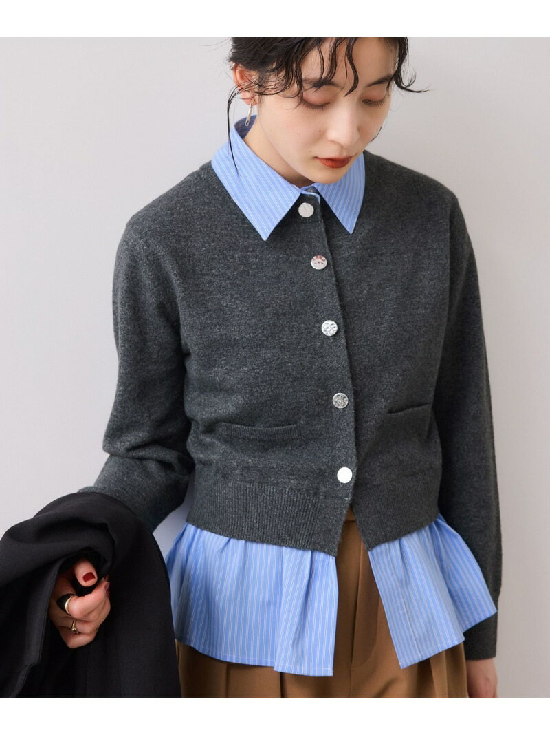 【SALE／20%OFF】シャツレイヤード風メタルボタンカーディガン VIS ビス トップス ...