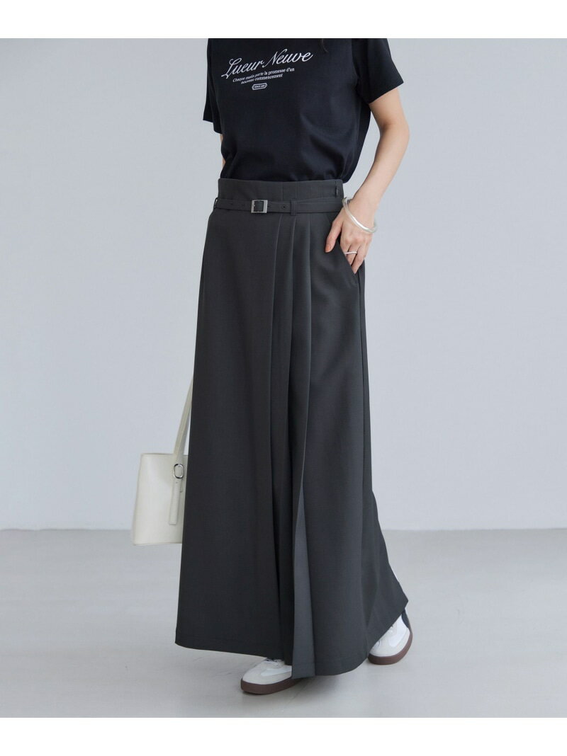 アシンメトリープリーツスカート VIS ビス スカート その他のスカート ブラウン グレー【先行予約】*【送料無料】[Rakuten Fashion]