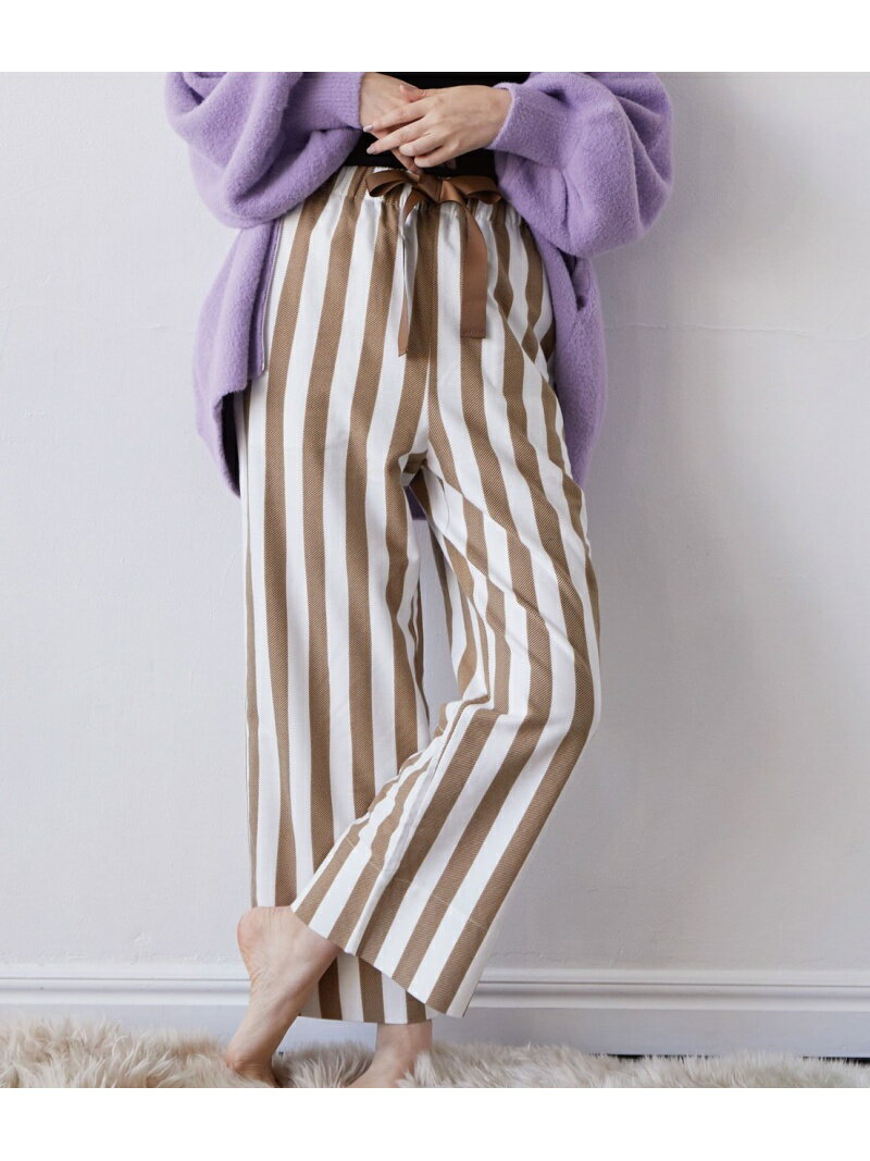 【SALE／30%OFF】【ViSage】【セットアップ対応】モイスト加工ストライプパジャマパンツ VIS ビス インナー・ルームウェア パジャマ ブラウン ブルー【RBA_E】[Rakuten Fashion]のサムネイル