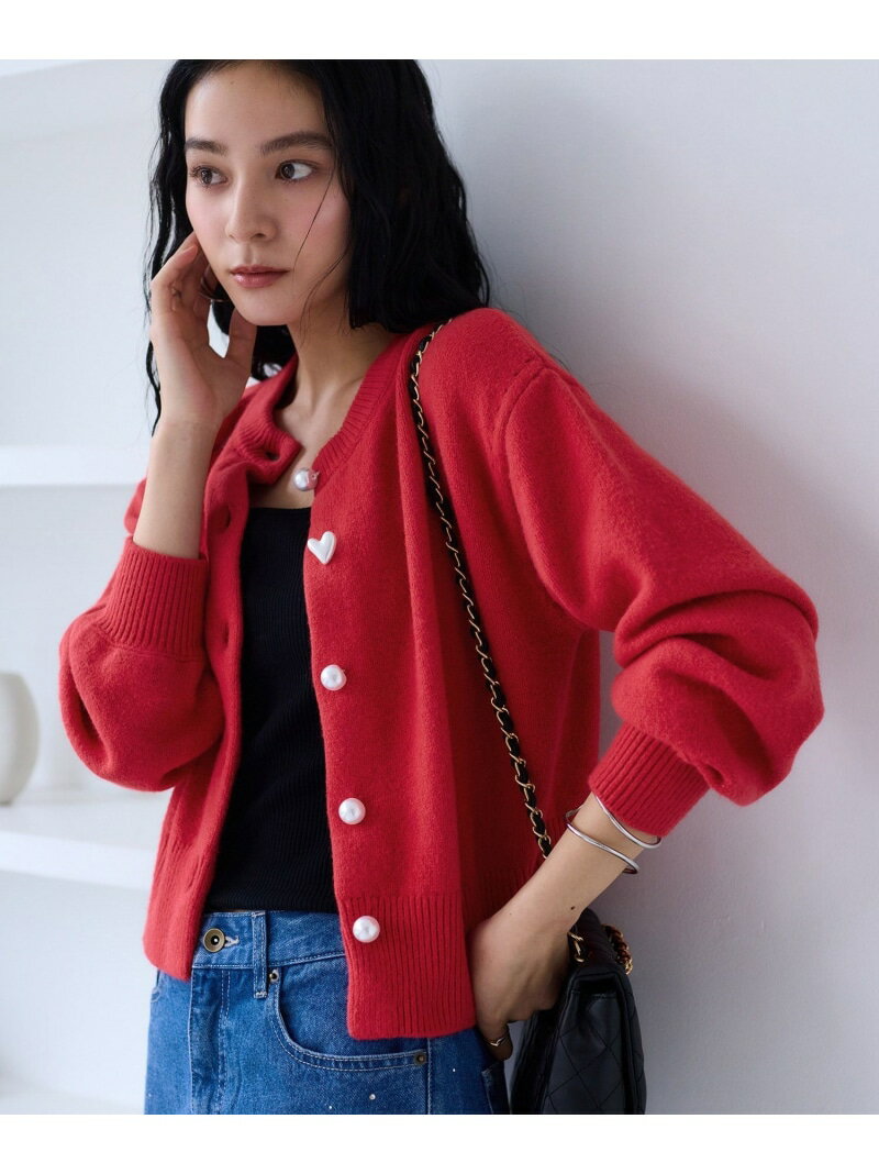 ハートアソートパール釦ラメミックスカーディガン/イージーケア・一部WEB限定カラー VIS ビス トップス カーディガン ピンク ブラウン ブラック レッド ブルー パープル グレー【先行予約】*【送料無料】[Rakuten Fashion]