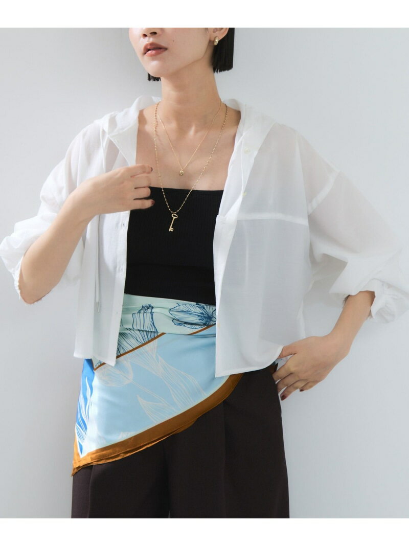 【SALE／40%OFF】フード付きクロップドシアーシャツ VIS ビス トップス シャツ・ブラウス ピンク ホワイト ブラック【RBA_E】[Rakuten Fashion]