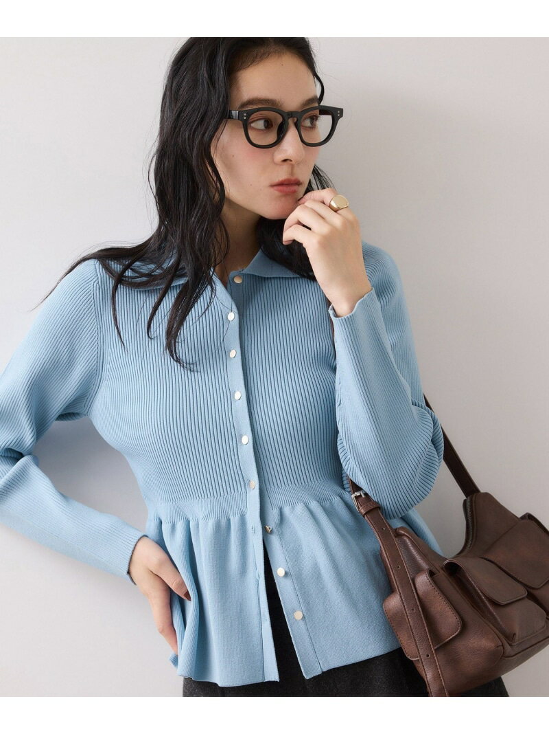 【SALE／20%OFF】【洗える】襟付きペプラムカーディガン VIS ビス トップス カーディガン ホワイト ブルー ブラック【RBA_E】【送料無料】[Rakuten Fashion]