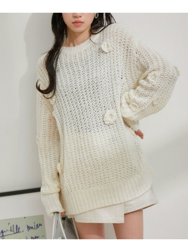 樂天商城 - 【SALE／60%OFF】お花ぽんぽんシアーニット VIS ビス トップス ニット ホワイト ピンク【RBA_E】[Rakuten Fashion]