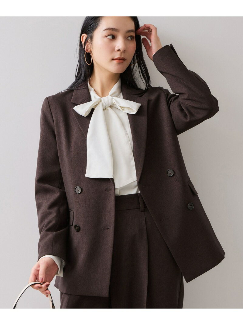 【美easy】ウーリッシュダブルブレストテーラードジャケット【セットアップ対応/洗える】 VIS ビス ジャケット・アウター テーラードジャケット・ブレザー ベージュ グレー ブラック【先行予約】*【送料無料】[Rakuten Fashion]