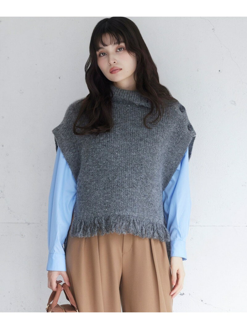 樂天商城 - 【SALE／50%OFF】ボタンデザインポンチョベスト VIS ビス トップス ベスト・ジレ ホワイト グレー【RBA_E】[Rakuten Fashion]