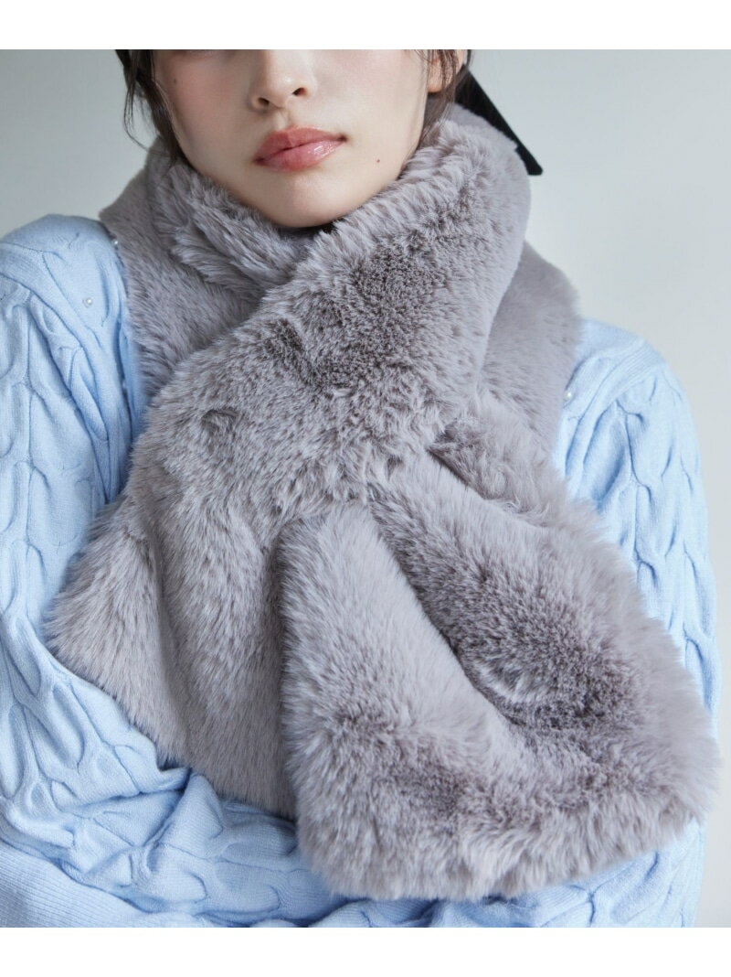 【SALE／10%OFF】ボリュームフェイクファーティペット VIS ビス ファッション雑貨 マフラー・ストール・ネックウォーマー ベージュ【RBA_E】[Rakuten Fashion]