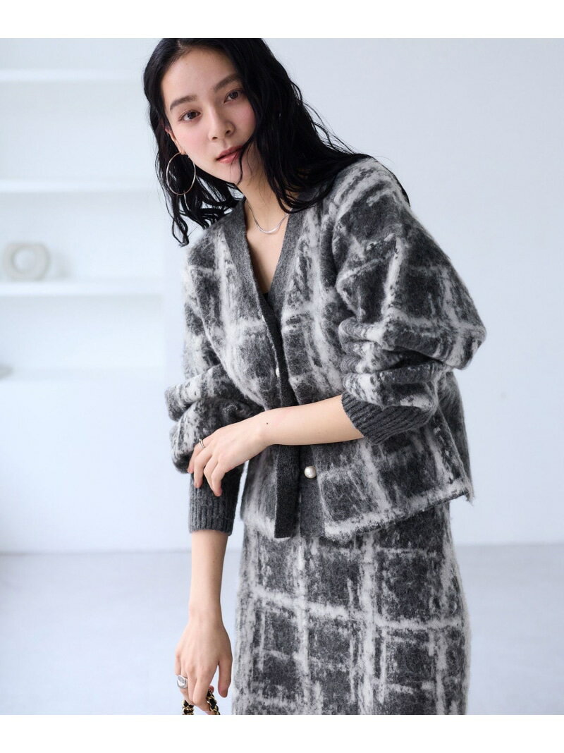 樂天商城 - 【SALE／50%OFF】チェックアソートシャギーニットカーディガン/セットアップ対応 VIS ビス トップス カーディガン グレー ホワイト ネイビー【RBA_E】[Rakuten Fashion]