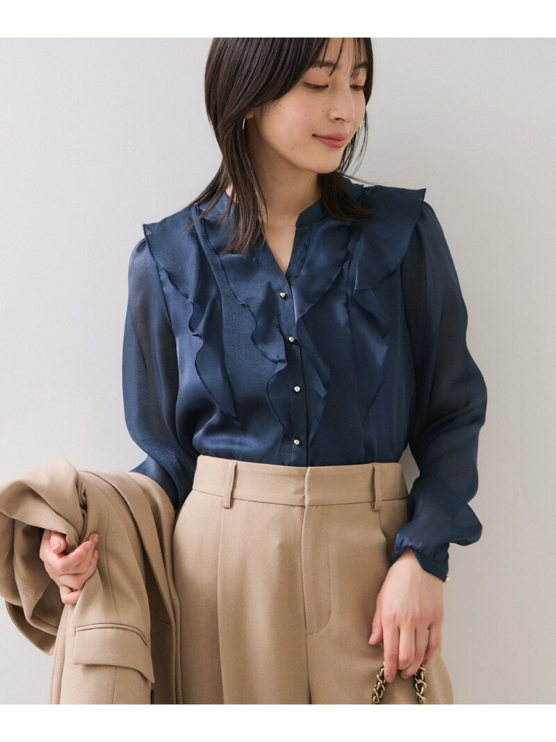 【SALE／30%OFF】シアーラッフルブラウス/イージーケア VIS ビス トップス シャツ・ブラウス ベージュ ネイビー ピンク【RBA_E】[Rakuten Fashion]