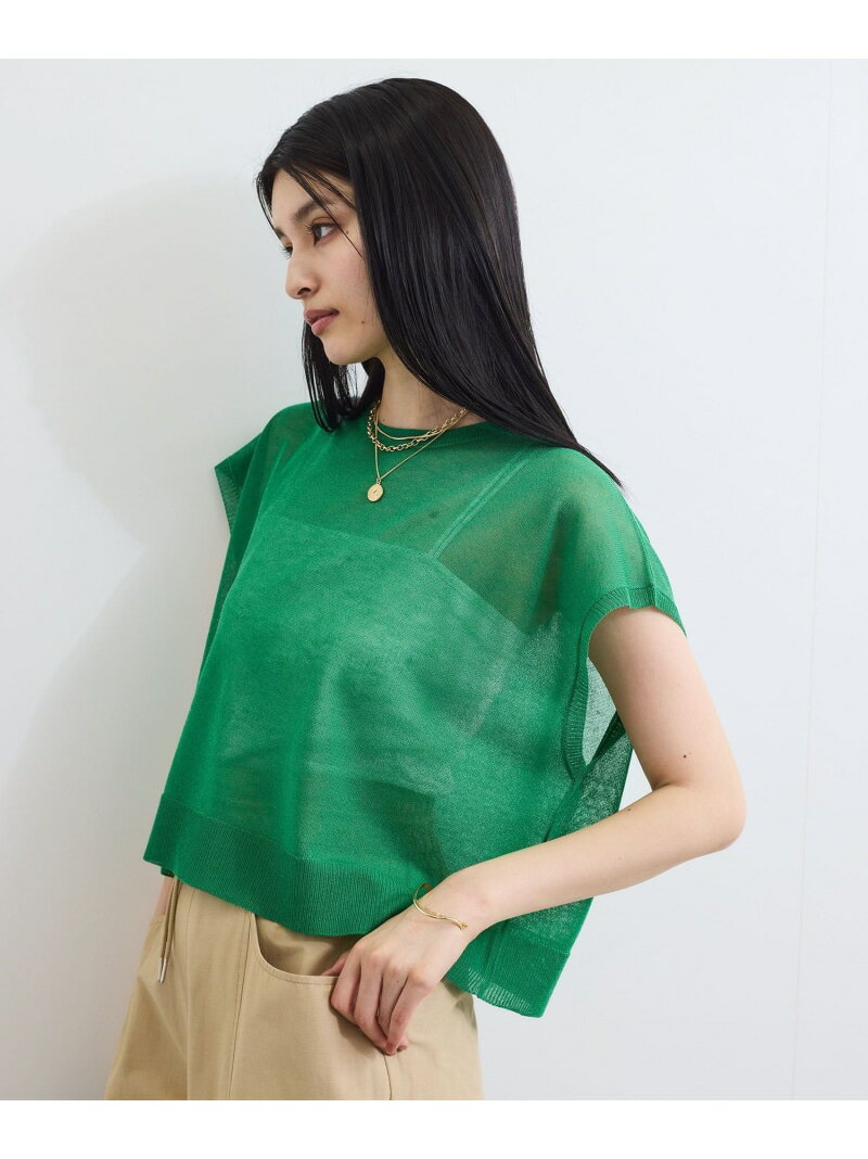 【夏トク価格】ドライタッチシアーニットトップス VIS ビス トップス ニット ホワイト グリーン ピンク グレー【送料無料】[Rakuten Fashion]のサムネイル