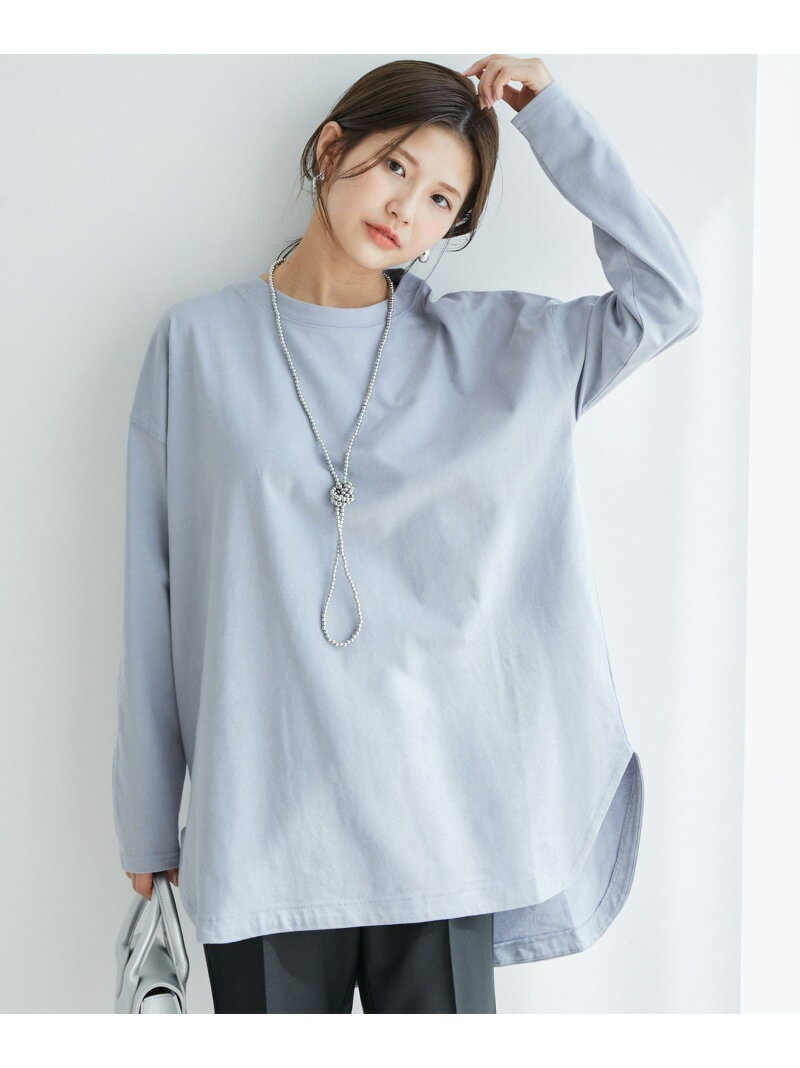 【vis-`a-vis】シルエットスッキリUSAコットンロングTシャツ ViS ビス カットソー カットソーその他 ブルー ブラック ホワイト カーキ ピンク[Rakuten Fashion]