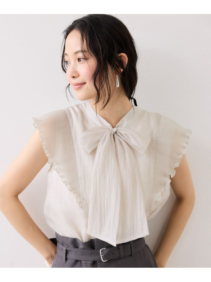 樂天商城 - プリーツフリルシアーボウタイブラウス/2WAY・イージーケア VIS ビス トップス シャツ・ブラウス ピンク ベージュ グレー【送料無料】[Rakuten Fashion]