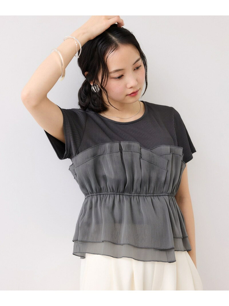 【SALE／10%OFF】【夏トク価格】チェック&無地シアービスチェドッキング半袖プルオーバー VIS ビス トップス カットソー・Tシャツ ベージュ ブラック グレー【RBA_E】【送料無料】[Rakuten Fashion]