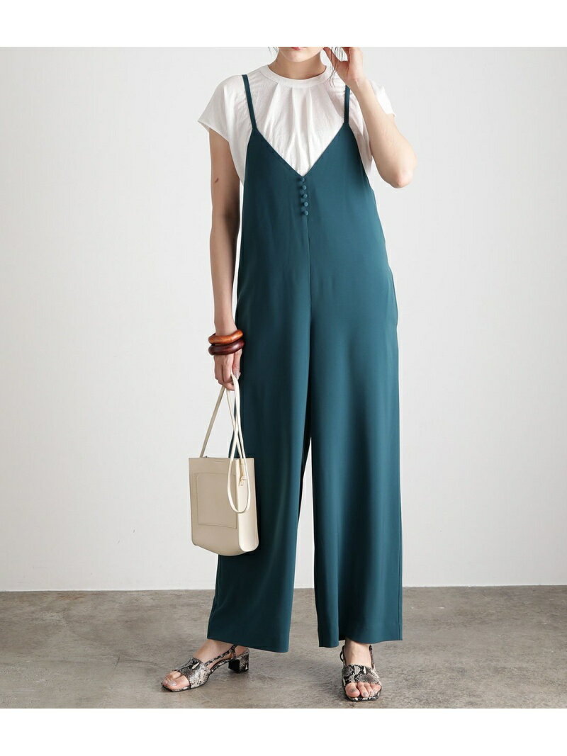 【SALE／50%OFF】【EASY CARE】フロントクルミ釦キャミサロペット VIS ビス オールインワン・オーバーオール オーバーオール・サロペット グリーン ベージュ ブラック【RBA_E】[Rakuten Fashion]のサムネイル