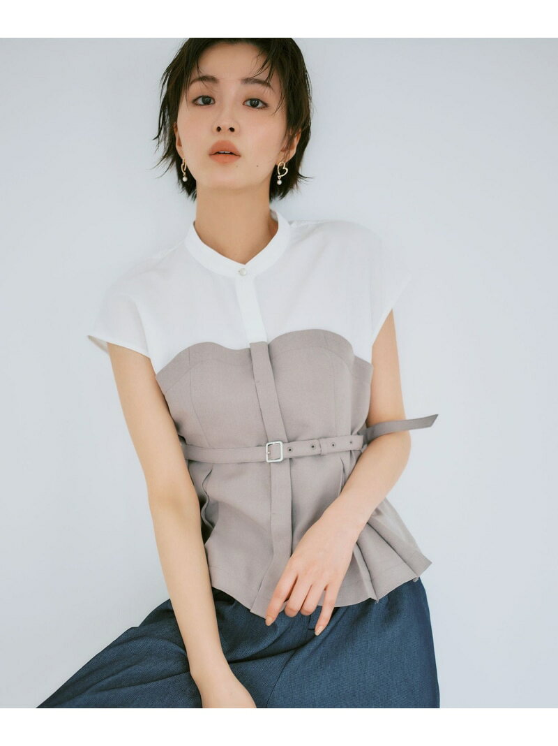 樂天商城 - 美easyビスチェドッキングフレンチブラウス/接触冷感・イージーケア・セットアップ対応 VIS ビス トップス シャツ・ブラウス ブルー ベージュ ネイビー グレー【先行予約】*【送料無料】[Rakuten Fashion]