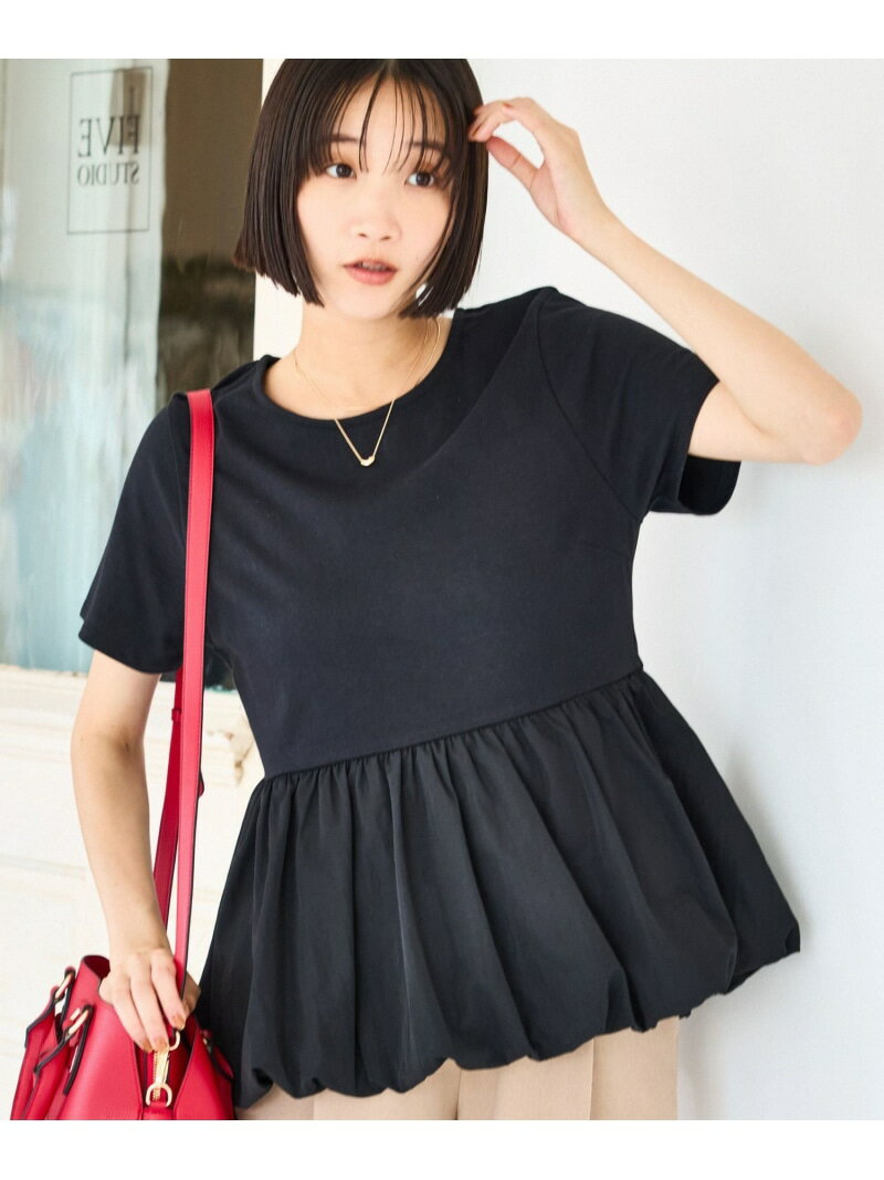 ペプラムバルーンプルオーバー VIS ビス トップス カットソー・Tシャツ ブラック ホワイト【先行予約】*【送料無料】[Rakuten Fashion]のサムネイル