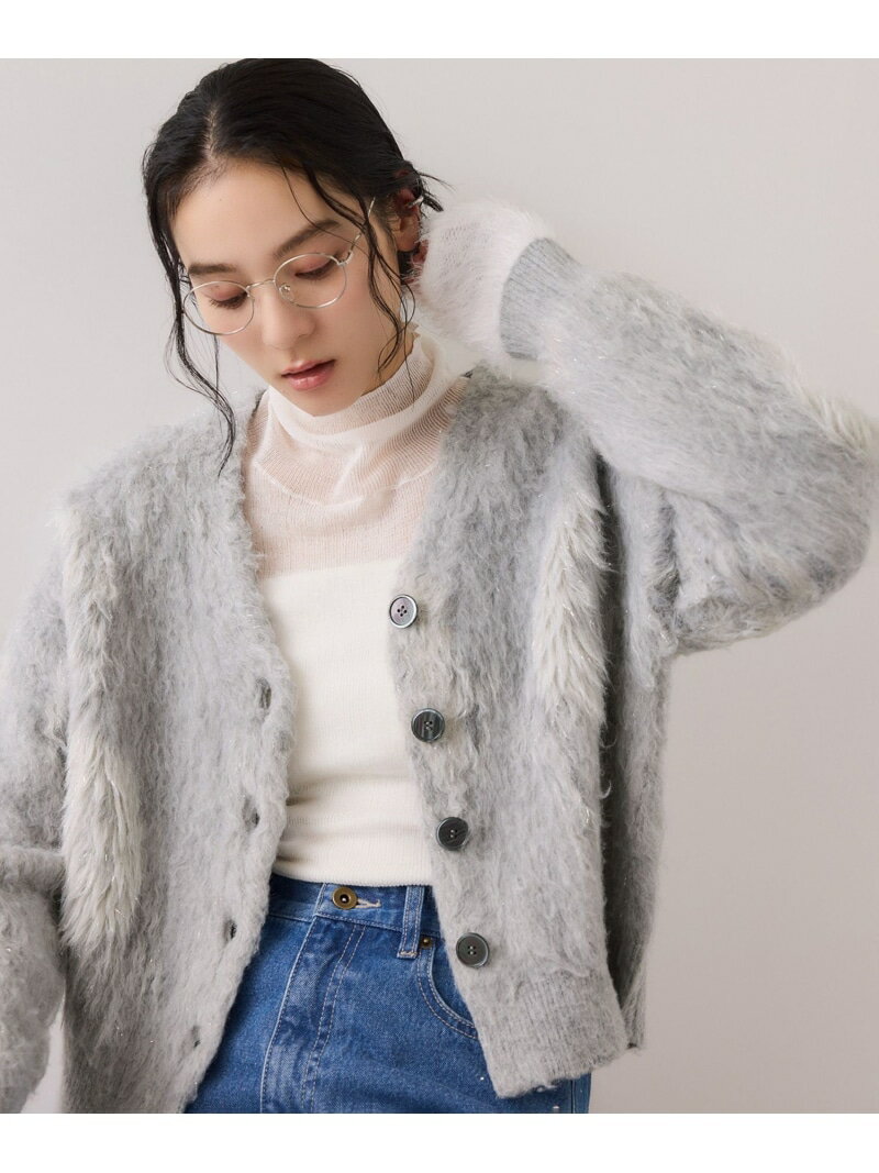 アート柄ジャガード起毛ニットカーディガン/イージーケア VIS ビス トップス カーディガン ホワイト【先行予約】*【送料無料】[Rakuten Fashion]のサムネイル