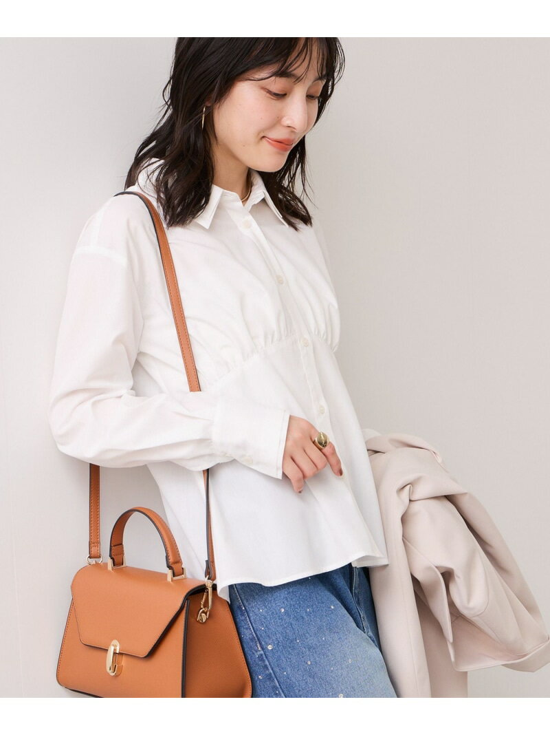 【SALE／40%OFF】無地&ストライプダブルカラーウエスト切り替えシャツ VIS ビス トップス シャツ・ブラウス ホワイト ベージュ ブルー【RBA_E】[Rakuten Fashion] vis-jun-10017317 VIS/ビス サンプル画像2