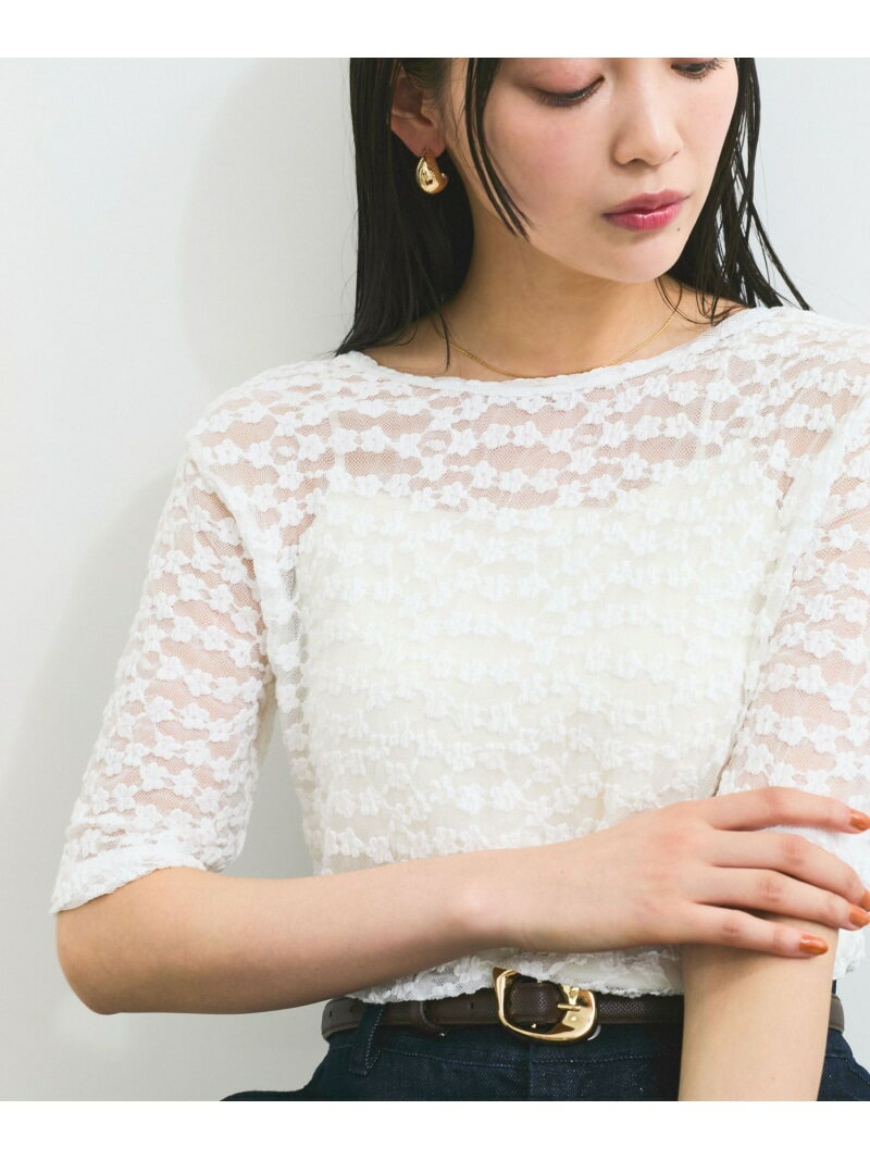 樂天商城 - 【SALE／30%OFF】【前後2WAY】レース五分袖シアーカットプルオーバー VIS ビス トップス カットソー・Tシャツ ホワイト【RBA_E】[Rakuten Fashion]
