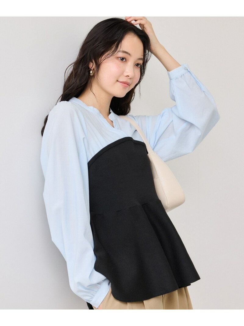 樂天商城 - 【SALE／40%OFF】ペプラムニットドッキングブラウス VIS ビス トップス シャツ・ブラウス ベージュ ブラック グレー【RBA_E】[Rakuten Fashion]