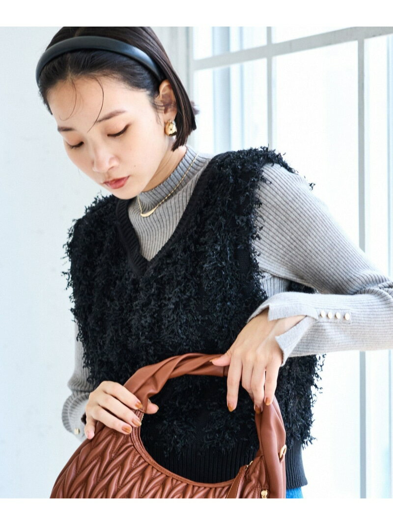 【SALE／60%OFF】【2WAY】フリンジニットベスト VIS ビス トップス ベスト・ジレ ベージュ ブラック【RBA_E】[Rakuten Fashion]