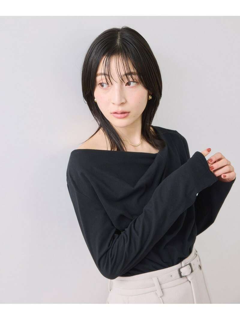 樂天商城 - ドレープオフショルロンT/一部WEB限定カラー・イージーケア VIS ビス トップス カットソー・Tシャツ ブラック ホワイト ベージュ[Rakuten Fashion]