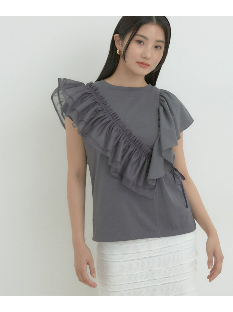 【SALE／50%OFF】【SET】サッシュ付きフリルドッキングプルオーバー VIS ビス トップス カットソー・Tシャツ ホワイト ブラック ベージュ【RBA_E】[Rakuten Fashion](4.0)