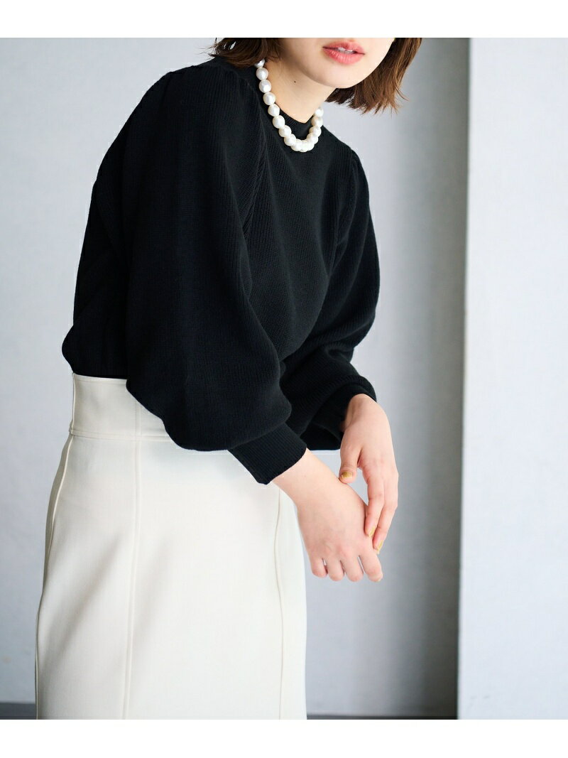 【SALE／40%OFF】【WEB限定】ふんわりボリューム袖クルーネック畦編みニットプルオーバー vis-a-vis ビス トップス ニット ブラック グレー ホワイト グリーン ブルー ピンク【RBA_E】[Rakuten Fashion]