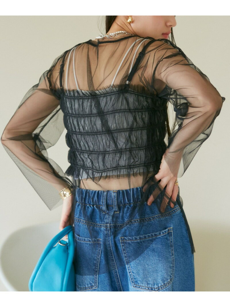 樂天商城 - 【SALE／60%OFF】【SET】チュールレイヤードカットソー&ビスチェキャミソール VIS ビス トップス カットソー・Tシャツ ホワイト グレー ブラック【RBA_E】[Rakuten Fashion]