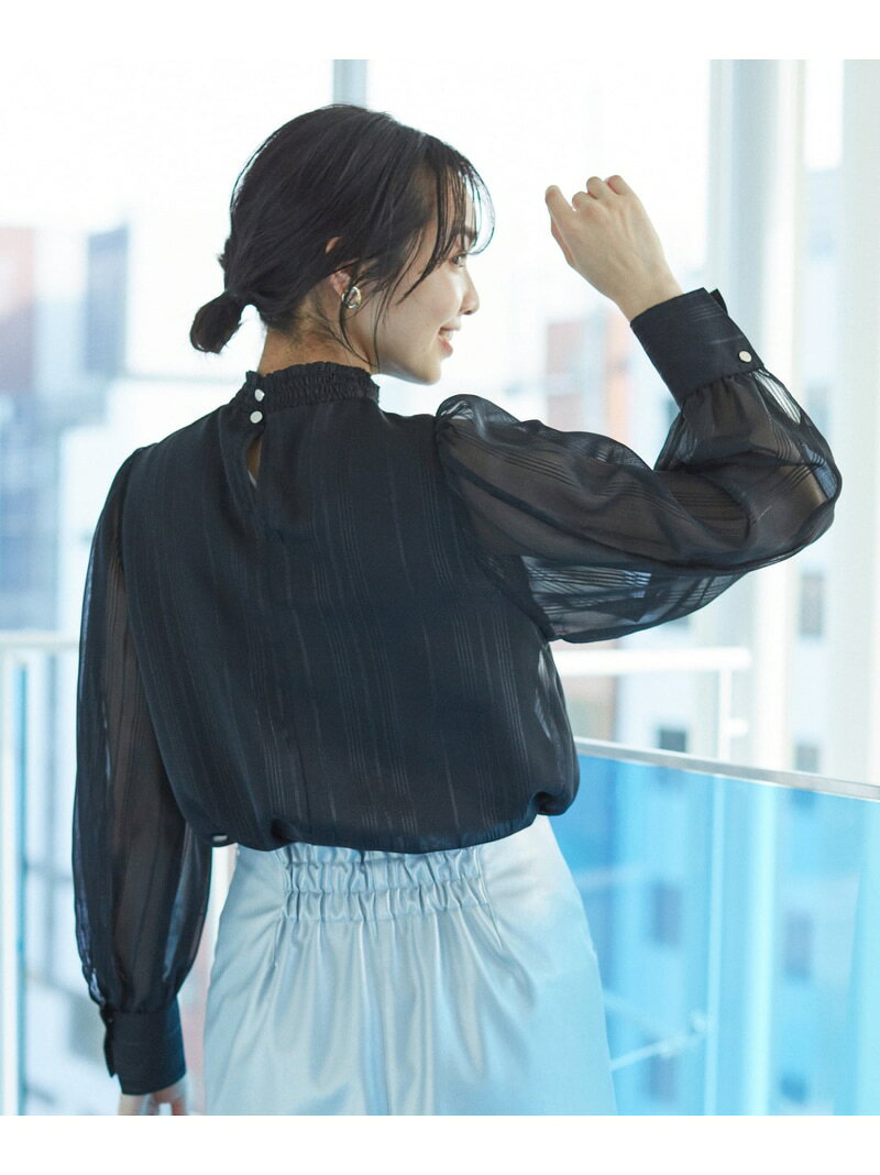 【SALE／50%OFF】【一部店舗/WEB限定】シャドーストライプハイネックギャザーブラウス【洗える】 VIS ビス トップス シャツ・ブラウス ブラック ベージュ ピンク【RBA_E】[Rakuten Fashion]