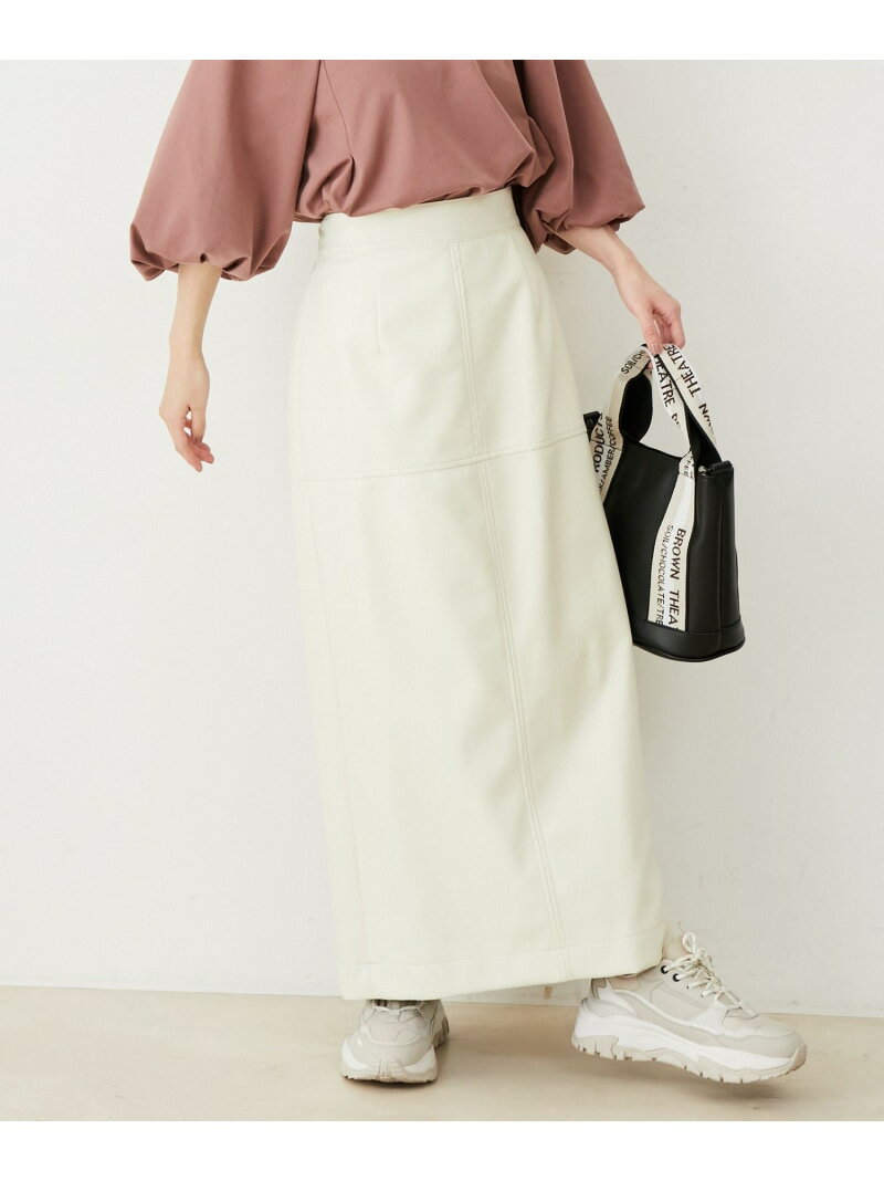 【SALE／60%OFF】フェイクレザーIラインロングスカート VIS ビス スカート その他...