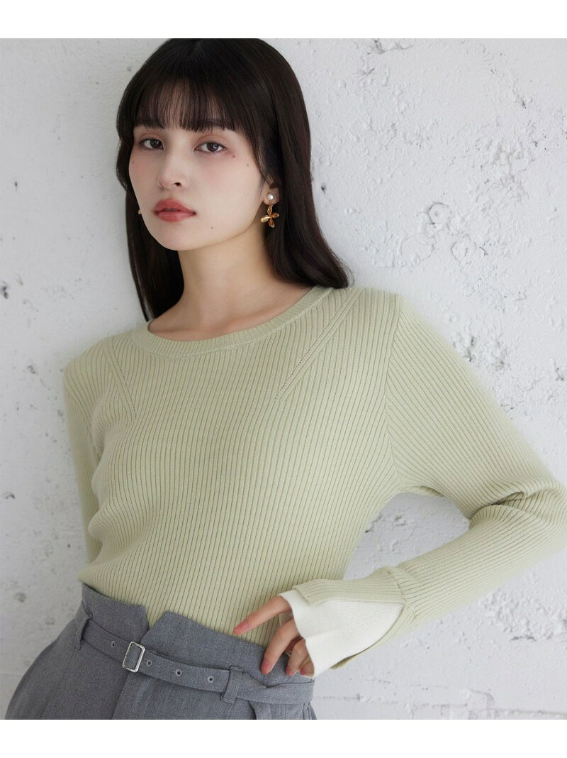 配色ダブルスリーブリブニット VIS ビス トップス ニット ブラック グレー【送料無料】[Rakuten Fashion]