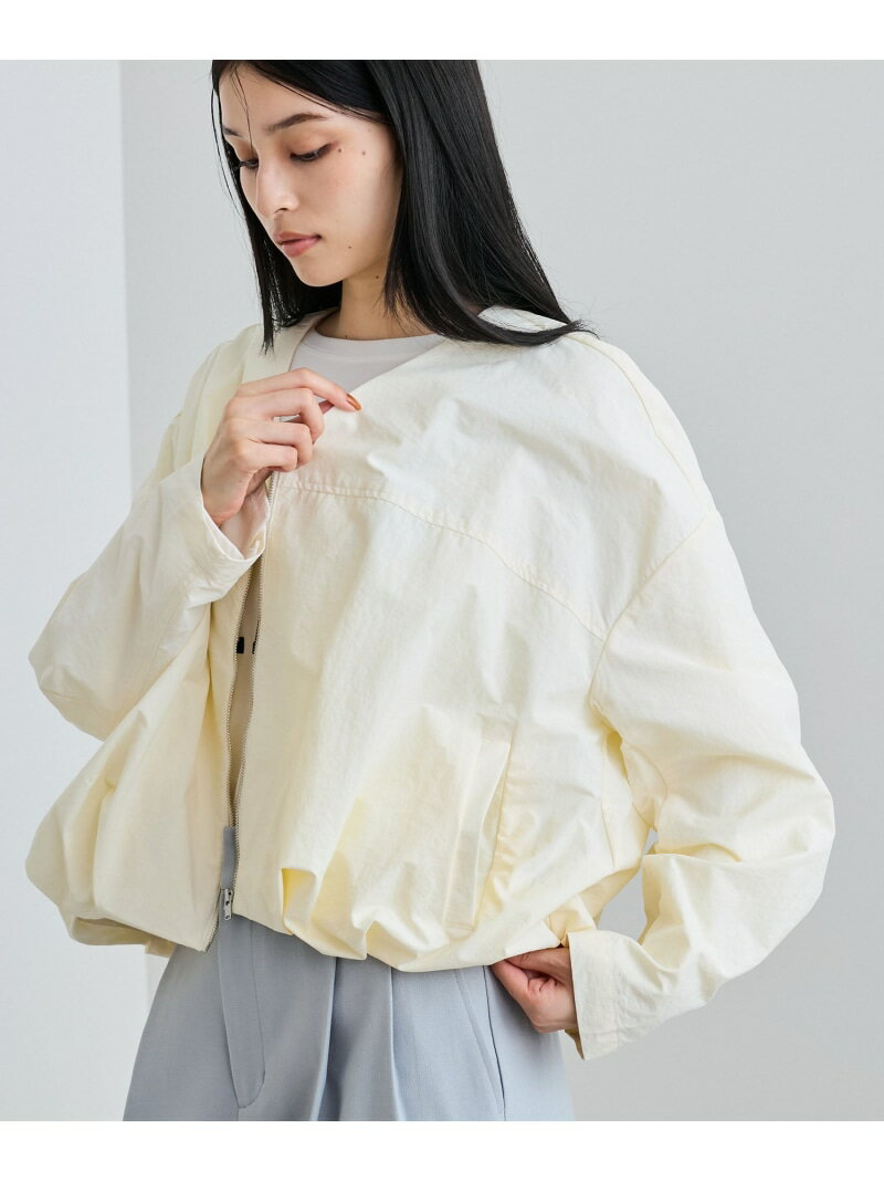 【SALE／50%OFF】Vネックボリュームギャザーブルゾン【UVケア・撥水】 VIS ビス ジャケット・アウター ブルゾン・ジャンパー イエロー ブラック ホワイト【RBA_E】[Rakuten Fashion]