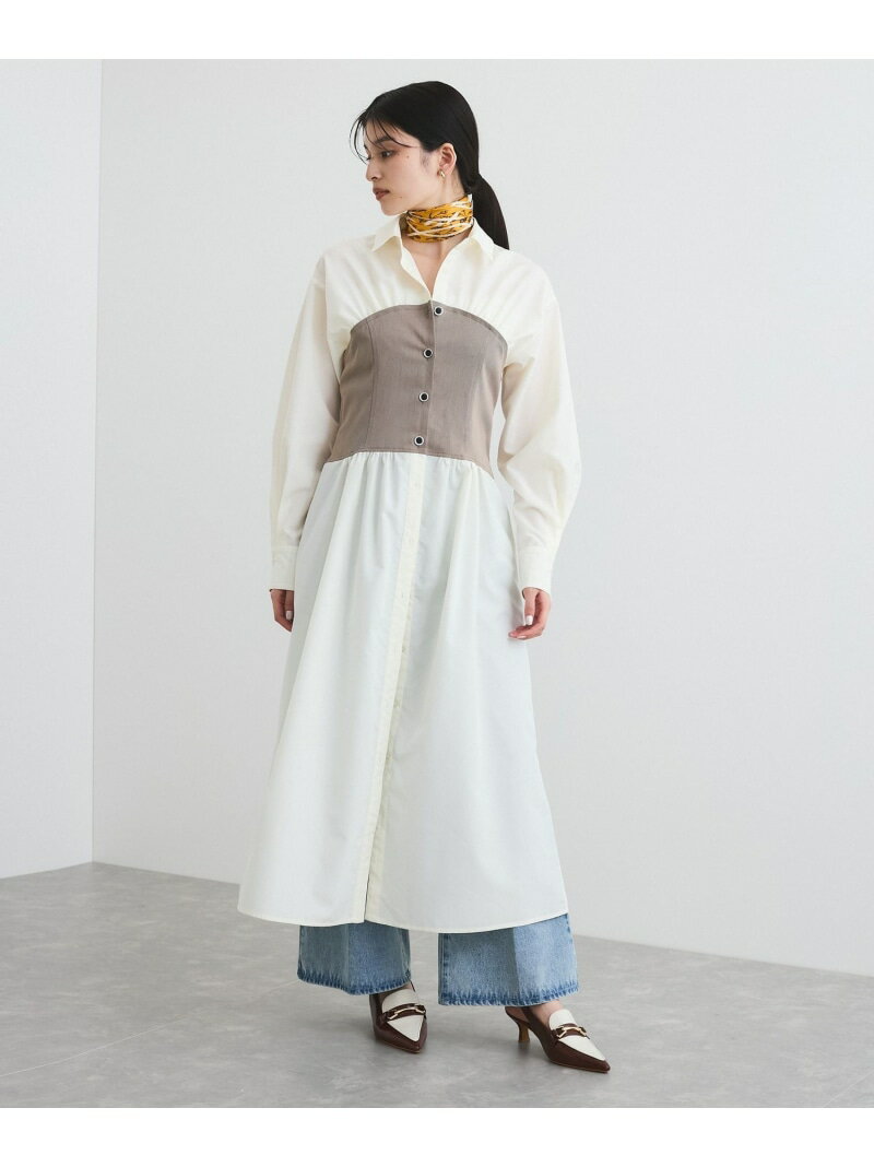 【SALE／50%OFF】【洗える】ビスチェドッキングライクワンピース VIS ビス ワンピース・ドレス シャツワンピース ホワイト ブルー【RBA_E】【送料無料】[Rakuten Fashion]