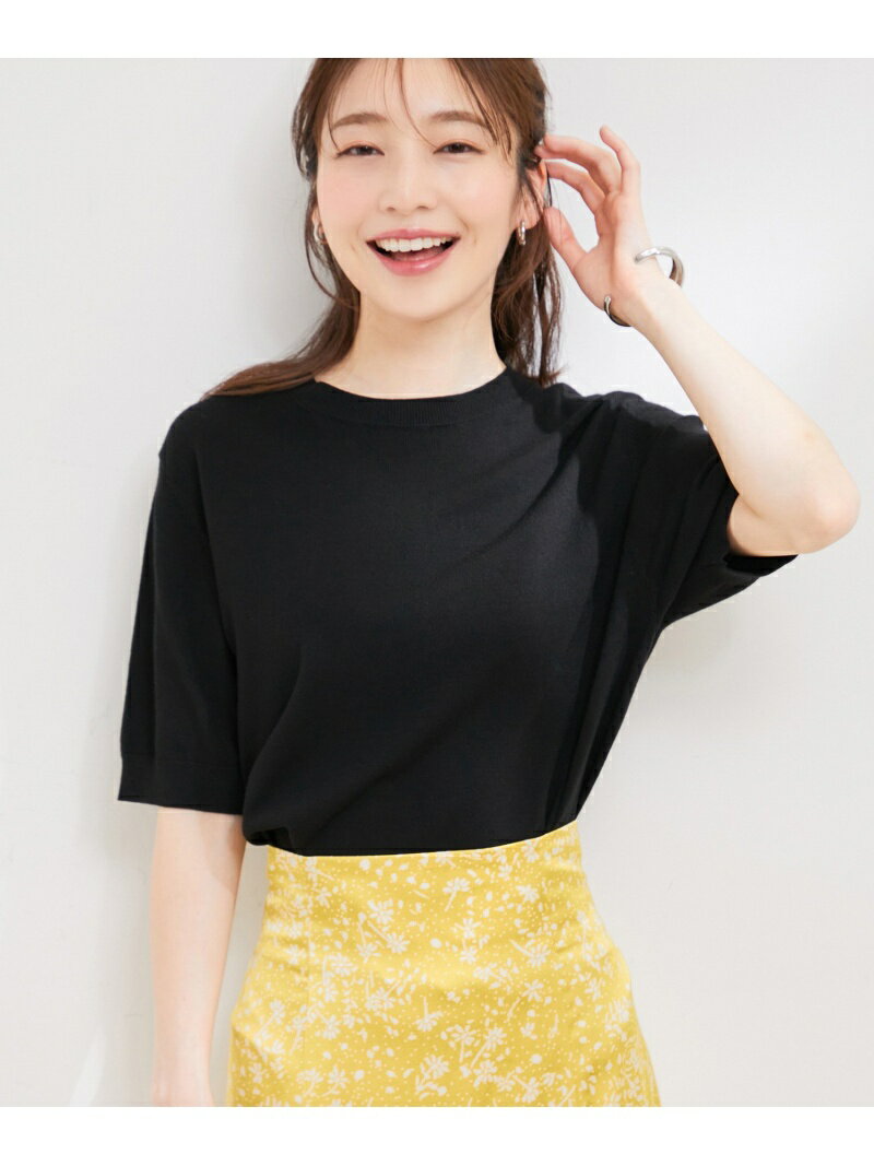 【UVケア・接触冷感・洗える】ハーフスリ-ブニットプルオーバー ViS ビス トップス ニット ブラック ホワイト グリーン ピンク[Rakuten Fashion]のサムネイル