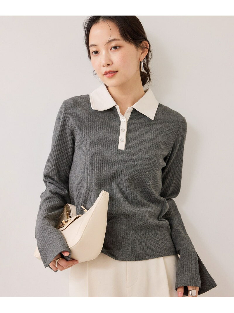 樂天商城 - バイカラーポロ襟カットソー/イージーケア VIS ビス トップス カットソー・Tシャツ ベージュ グレー ブラック【送料無料】[Rakuten Fashion]