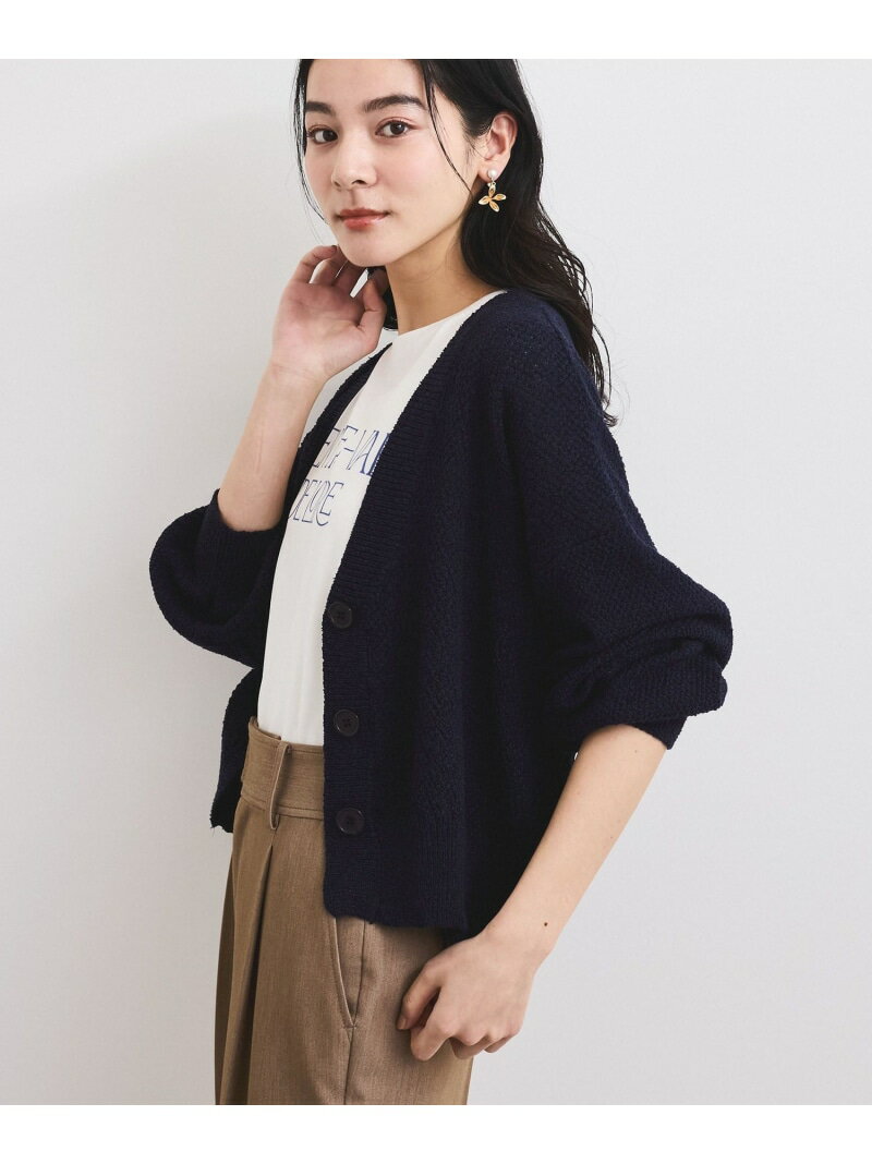 【SALE／50%OFF】リンクス柄コクーンカーディガン VIS ビス トップス カーディガン ホワイト イエロー ネイビー【RBA_E】[Rakuten Fashion]のサムネイル