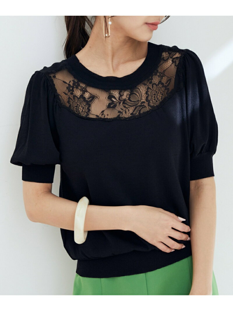 【SALE／60%OFF】【WEB限定】前後2WAYレースコンビニット vis-a-vis ビス トップス ニット イエロー グレー ブルー ブラック【RBA_E】[Rakuten Fashion]
