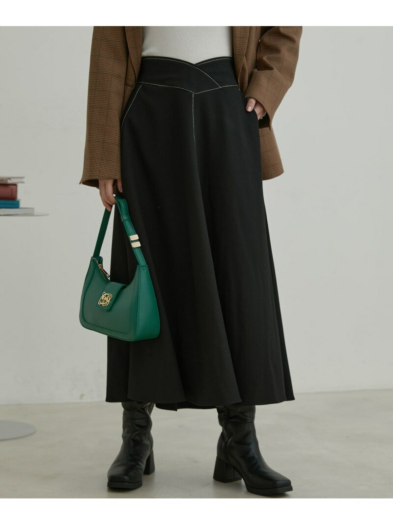 【SALE／40%OFF】【洗える】無地&チェック配色ステッチフレアロングスカート VIS ビス スカート その他のスカート ブラウン ブラック【RBA_E】【送料無料】[Rakuten Fashion]