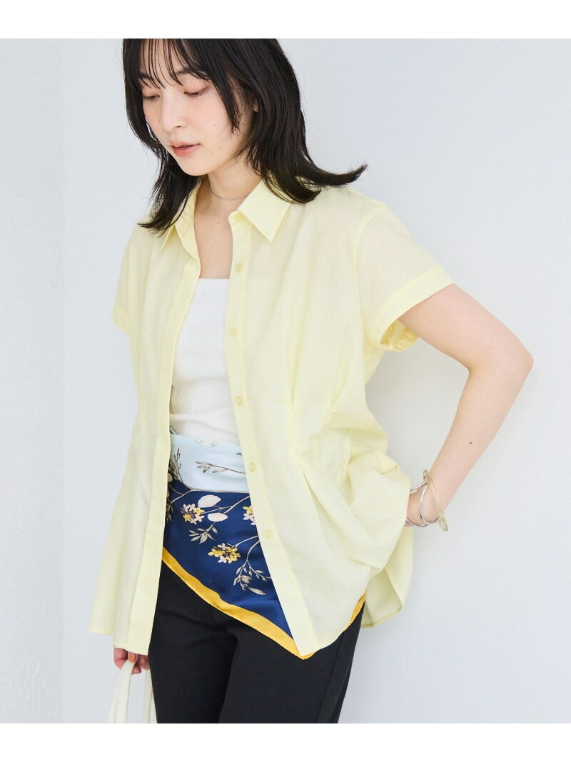 【SALE／40%OFF】ウエストタックペプラム半袖シャツブラウス VIS ビス トップス シャツ・ブラウス ネイビー イエロー ホワイト【RBA_E】[Rakuten Fashion] vis-jun-10017520 VIS/ビス サンプル画像3